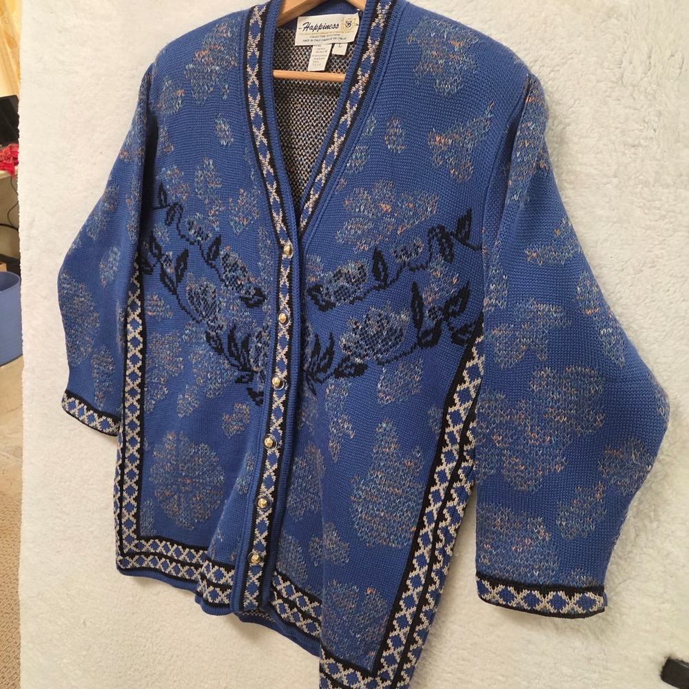 Happiness Collection Exclusive Made in Italy Wool Blend Knit Cardigan‎ Sweater L